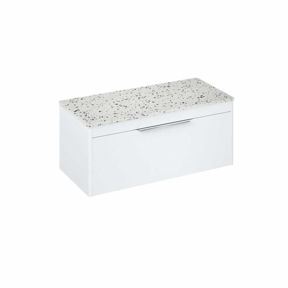 Shoreditch 100cm single drawer Matt White with Ice Blue Worktop